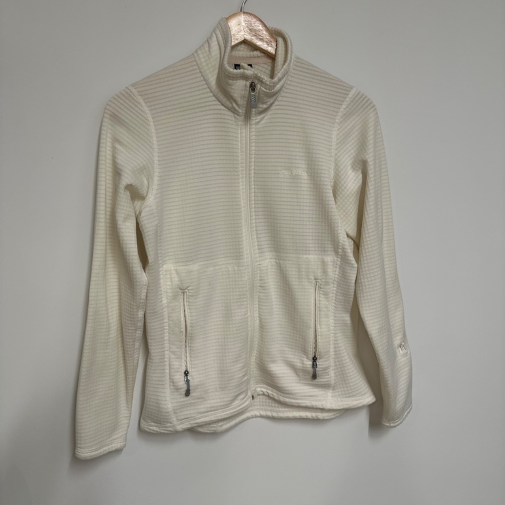 Patagonia R1 Jacket Full Zip Waffle Fleece Polartec W Small Cream/Off-White
